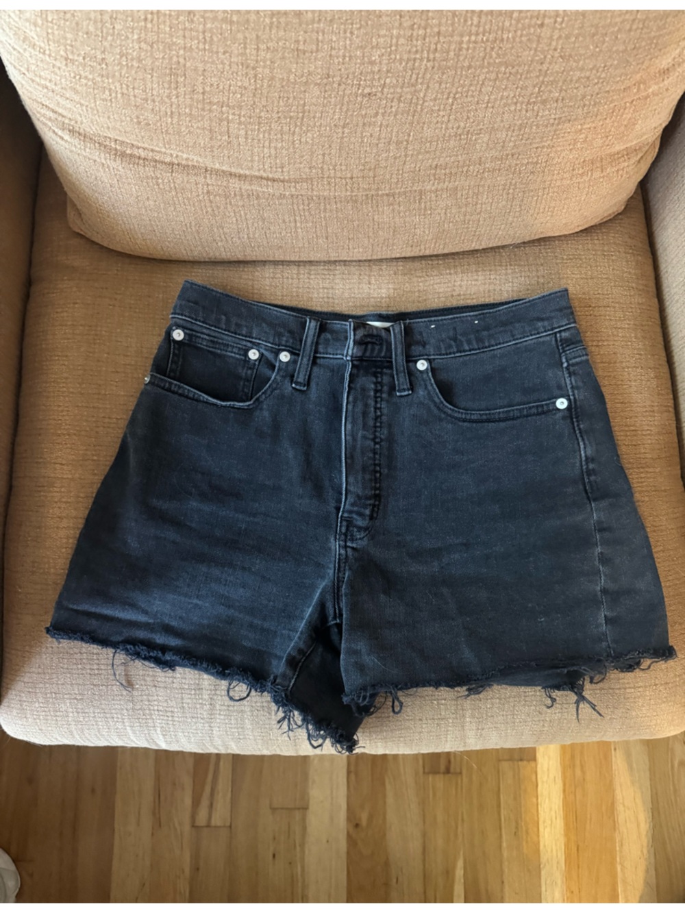 Madewell Black High-Rise Cutoff Jean Shorts